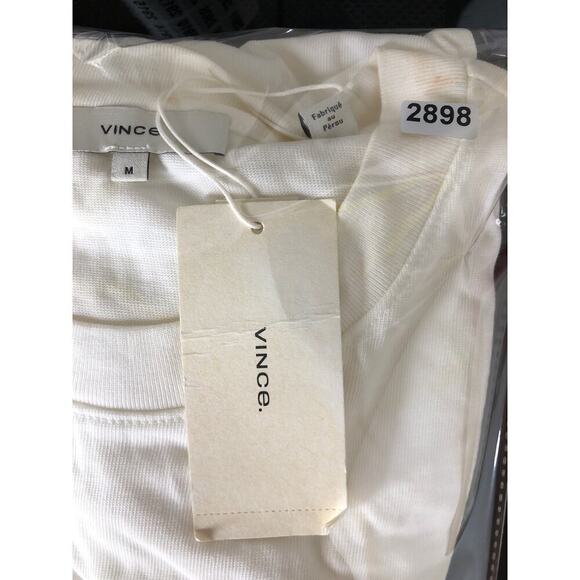 Vince Tie Waist T Shirt Dress Short Sleeve Cotton Mini Optic White NWT Medium - Picture 11 of 11